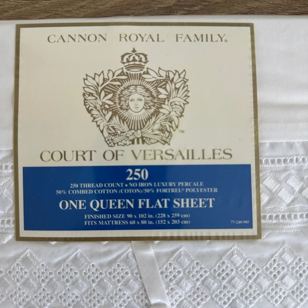 Cannon Royal Family Court of Versailles Queen Flat Sheet White Diamant 250TC